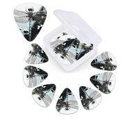 12 Pack Dragonfly Guitar Picks with Custom Storage Box, Guitar Accessories, Ukulele Picks for Acoustic Guitar, Bass, Valentine's Day Gift