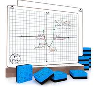 12 Pack Dry Erase XY Axis Lap Board 9"X12" | Interactive Learning Coordinate Grid Whiteboard | for Student and Classroom Use, Math Board, and College Board (Double Sided)