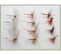 12 Pack Dry Trout Flies, Lunns Particular, Houghton Ruby, Spinners choice of sizes, Best Dry Flies (14)