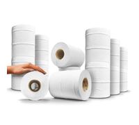 12 Pack DryFox 2Ply Mini Centrefeed Roll White (60m 150pc Sheets/Per Roll)