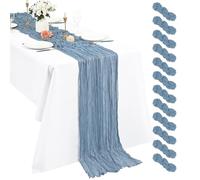12 Pack Dusty Blue Cheesecloth Table Runners 10Ft Boho Gauze Table Runner 21×120 Inch Rustic Romantic Long Table Runner for Wedding Party Bridal Shower Christmas Decoration