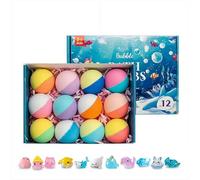 12 Pack Easter Bath Bombs with Surprise Inside,Ocean Animal Bath Salt Ball Gift Set with 12 Sea Animal Inside,Color Changing Bathing Bomb Gift for Birthday Easter Basket Stuffers Egg Fillers