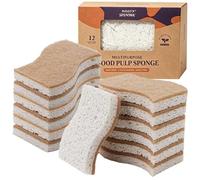 12 Pack Eco Sponges Washing up Sponge- Natural Sisal & Cellulose Kitchen Scourers, Biodegradable Compostable Washing Up Pads, Plastic Free Non Scratch, Non Stick Cookware, Pan, Pot & Dish Scrubbers