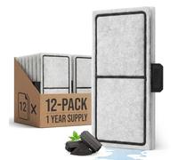 12-Pack EF-S Replacement Filter Cartridges for BF5 BettaFlo Aquarium, Professional Triple Filtration to Keep Water Crystal Clear & Fish Healthy, High-Density Activated Carbon Refills for Fish Tank