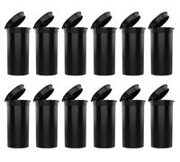 12 Pack Empty Plastic Pill Bottles with Caps, Airtight Multi-Purpose 13 Dram Pill Container with Pop Top Caps for Medicines, Supplements, or Any Small Items (Black Opaque)