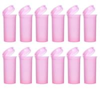 12 Pack Empty Plastic Pill Bottles with Caps, Airtight Multi-Purpose 13 Dram Pill Container with Pop Top Caps for Medicines, Supplements, or Any Small Items (Pink Transparent)
