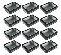 12 Pack Empty Rectangular Metal Storage Organizer Tins with Clear Window Hinged Lids for Small Items and Other Craft Projects, 115 x 85 x 22 mm (Black)