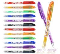 12 Pack Erasable Pens, Erasable Friction Pen with Rubbers 0.5mm Fine Point Rub Out Pen Erasables Gel Pens with Rubbers on the End for Kids Adults, Office, School Gifts set, Stationery Supplies