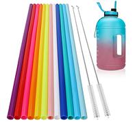 12 Pack Extra Long 14.5 inch Reusable Silicone Straws for Stanley 40 oz Tumbler 1 Gallon 128 75 64 OZ Tumbler, Large Water Bottle -Wine Bottle - Flexible Drinking Straws with 2 Cleaning Brushes