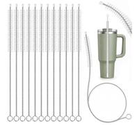 12 Pack Extra Long Straw Cleaner Brushes for Stanley Cups 14/20/30/40 oz, 0.4 Inch Wide Reusable Straw Cleaning Brush Set for Drinking Straws, Water Bottles, Tumblers, Sippy Cups, Glass, Silicone Tube