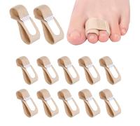 12 Pack Fabric Hammer Toe Corrector Toe Straightener Reusable Broken Toes Protectors Buddy Taped Wraps Cushioned Hammer Splints for Crooked Overlapping Broken Support Toes Avoid Secondary Trauma
