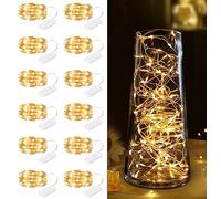 12 Pack Fairy Lights Battery Operated -7ft 20 LED Silver Wire String Lights Waterproof Mini Firefly Lights for Bedroom, Wedding, Mason Jars, DIY, Crafts, Christmas Garlands, Party Decor