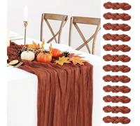 12 Pack Fall Table Runner Terracotta Cheesecloth Table Runner 35x120 Inch Rust Gauze Burnt Orange Cheese Cloth for Wedding Baby Bridal Shower Party Centerpiece Sheer Thanksgiving Fall Decorations