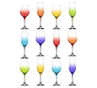 LAV Fame Stemware Set - Full Colour - 12pc Wine Glasses Champagne Flutes Glass Wedding Christmas Birthday Party Drinking Glassware Goblet Gift Set