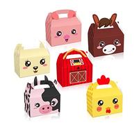 12 Pack Farm Animals Party Gift Boxes Barnyard Animal Candy Goodies Boxes Farm Theme Favor Boxes Animal Party Birthday Treat Boxes Cow Chick Horse Print Paper Boxes for Baby Shower Kids Party