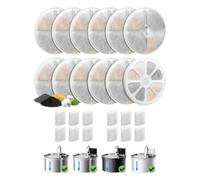 12 Pack Filters & Pump Sponges Replacement for Cat Fountain FN-W08L FN-W06 | Cat Water Fountain Filters Set with 1 Reusable Shell, 4 Layers Filtration System, Keep Water Cycling and Fresh for Your Pets