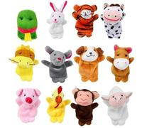 12 Pack Finger Puppets, Soft Plush Animal Hand Puppets for Toddlers