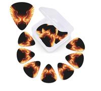 12 Pack Fire Angle Wings Guitar Picks with Organizer Storage Box, 3 Different Thickness Celluloid Plectrums for Acoustic Guitar, Bass, Ukulele, Includes 0.46mm, 0.71mm, 0.96mm
