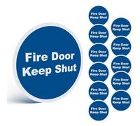 12 Pack Fire Door Keep Shut Sign - 80mm Round Self-Adhesive Safety Stickers, BS5499 & EN7010 Compliant, Waterproof Vinyl, Easy to Apply, for Offices, Schools, Factories & Public Buildings