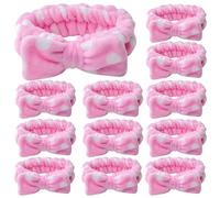 12-Pack Flannel Hairbands With Bow For Women, Adjustable Head Wraps For Skincare, Makeup, And Showers