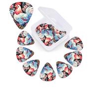 12 Pack Flower heart chicken Guitar Picks with Organizer Storage Box, 3 Different Thickness Celluloid Plectrums for Acoustic Guitar, Bass, Ukulele, Includes 0.46mm, 0.71mm, 0.96mm