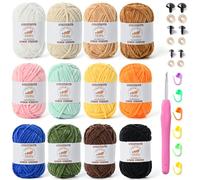 12 Pack Fluffy Velvet Yarn for Crocheting, Chunky Chenille Baby Yarn for Crocheting Soft Blanket, 787 yds Amigurumi Yarns for Knitting, Bulky Multicolored Crochet Yarns Set F