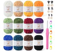 12 Pack Fluffy Velvet Yarn for Crocheting, Chunky Chenille Baby Yarn for Crocheting Soft Blanket, 787 yds Amigurumi Yarns for Knitting, Bulky Multicolored Crochet Yarns Set E