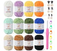 12 Pack Fluffy Velvet Yarn for Crocheting, Chunky Chenille Baby Yarn for Crocheting Soft Blanket, 787 yds Amigurumi Yarns for Knitting, Bulky Multicolored Crochet Yarns Set D