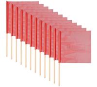12-Pack Fluorescent Orange Handheld Flags For Traffic Safety, 18 X 18 Inch Pvc Mesh With Wooden Poles, For Oversized Loads, Road Work, And Event Management