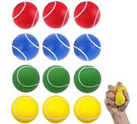 12 Pack Foam Tennis Balls, Soft Balls for Kids, mini Beginners Training, Pets Play, 4cm PU Sponge in 4 Colors (Yellow, Green, Blue, Red)