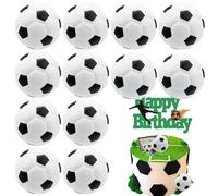 12 PACK Football Cake Decorations, Football Cupcake Toppers 3D Foam Soccer Ball Cake Toppers Soccer Theme Happy Birthday Cake Topper Football Party Decorations for Boys Men