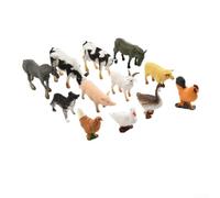 12 Pack for mini Farm Animal Figurines Detailed Plastic Models for Children Sensory Bin Sorting Matching Skills Learning Toys