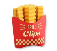 12 - Pack French Fries - Shaped Plastic Chip Clips with Magnetic Storage Box - Cute Refrigerator Magnets and Food Sealers for Kitchen Storage and Decor