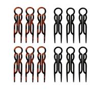 12 Pack French Style U-Shaped Hair Pins | Arched-Lock Secure Grip for Buns | Tortoiseshell & Black | Professional Updo Accessories for Thick & Fine Hair | Elegant Hair Sticks for Women