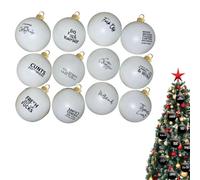12 Pack Funny Christmas Offensive Bauble - Hilarious Christmas Ball Ornaments Tree Decoration - 2.4" Novelty Prank Gag Gift Sweary Baubles for Xmas Tree Wreath Garland Party Favor (white)