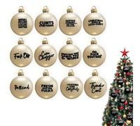 12 Pack Funny Christmas Offensive Bauble - Hilarious Christmas Ball Ornaments Tree Decoration - 2.4" Novelty Prank Gag Gift Sweary Baubles for Xmas Tree Wreath Garland Party Favor (beige)
