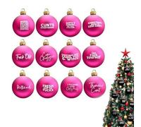 12 Pack Funny Christmas Offensive Bauble - Hilarious Christmas Ball Ornaments Tree Decoration - 2.4" Novelty Prank Gag Gift Sweary Baubles for Xmas Tree Wreath Garland Party Favor (pink)