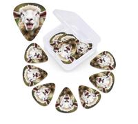 12 Pack Funny Naughty Sheep Tongue Cute Animal Guitar Picks with Organizer Storage Box, 3 Different Thickness Celluloid Plectrums for Acoustic Guitar, Bass, Ukulele, Includes 0.46mm, 0.71mm, 0.96mm