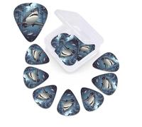 12 Pack Funny Sharks Design Guitar Picks with Organizer Storage Box, 3 Different Thickness Celluloid Plectrums for Acoustic Guitar, Bass, Ukulele, Includes 0.46mm, 0.71mm, 0.96mm