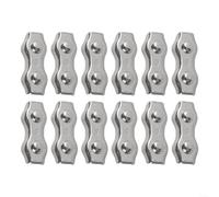 12 Pack Galvanized Steel M5 Wire Rope Connectors for Electric Fences, Double Clamp Clips for 5mm Cables, Strong Stable Fencing Accessories for Farm Garden Boundary Protection