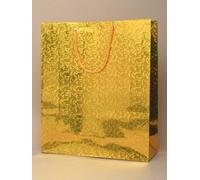 12 Pack Gift Bags Holographic Foil Party Weddings Presents Christmas Bulk Buy Wholesale (Gold Large H27xW23xD8cm)