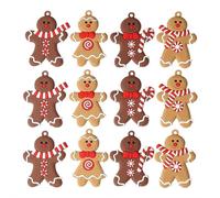 12-Pack Gingerbread Man Ornaments - 2.5" Festive PVC Christmas Tree Decorations with Pre-Attached Loops, Hanging Pendants for Tree/Wreath/Gifts (Bulk Baking-Themed Set)