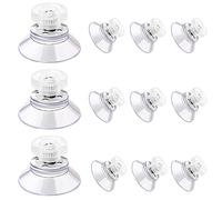 12 Pack Glass Suction Cups, 25mm/1'' Clear PVC Sucker Pads with Round Threads Metal Screw Nuts Small Suction Holder for Mirror Car Window Wall Door Glass Table Top and Most Smooth Flat Daily Hanging