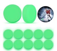 12 Pack Glow-in-The-Dark Ice Hockey Pucks, Self-Illuminating Luminous Pucks for Kids, Perfect for Parties and Outdoor Games, Green Floor Pucks for All Ages