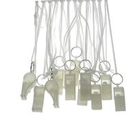 12 Pack Glow in the Dark Plastic Whistles with Rope Keyring | Loud, Durable, Lightweight | Perfect for Football, Rugby, School Sports | Easy Carry | Pack of 12 | High Visibility Night Signaling