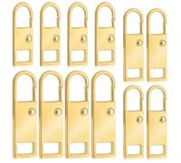 12 Pack Gold Zipper Pull Replacement Universal Zipper Head Removable Zipper Tab Repair Metal Zipper Handle Mend Fixer for Backpacks Shoes Jacket Luggage Suitcases Bag Wallets Pants