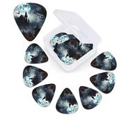 12 Pack Gothic Happy Halloween Guitar Picks with Organizer Storage Box, 3 Different Thickness Celluloid Plectrums for Acoustic Guitar, Bass, Ukulele, Includes 0.46mm, 0.71mm, 0.96mm