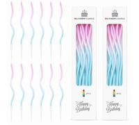 12-Pack Green Gold Fleck Spiral Birthday Candles with Holders, Metallic | Paraffin wax, steady, minimal-drip burn. Bases protect cake. For birthdays, showers, weddings, parties. Fits cakes
