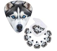 12 Pack Guitar Picks 3 Different Thickness Guitar Plectrums With Storage Box Blue Eyed Husky Guitar Picks Medium Thin Guitar Accessories 4pcs 0.46mm 4pcs 0.71mm 4pcs 0.96mm