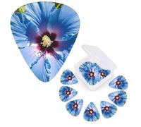12 Pack Guitar Picks 3 Different Thickness Guitar Plectrums With Storage Box Blue Hibiscus Guitar Picks Medium Thin Guitar Accessories 4pcs 0.46mm 4pcs 0.71mm 4pcs 0.96mm